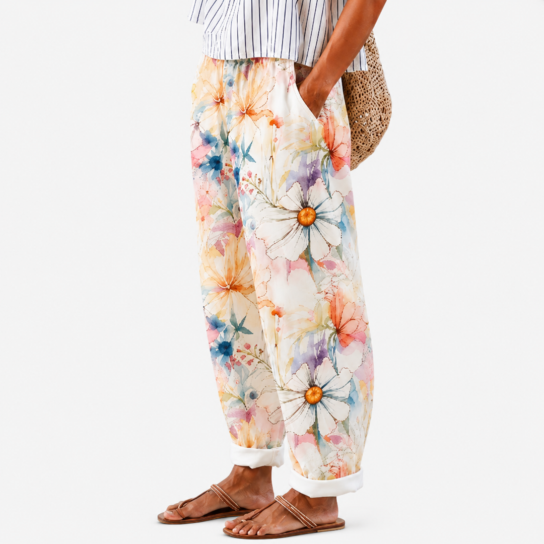 Pantalon de Confort Fleurs Pastel