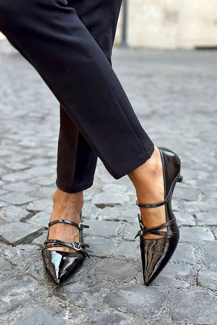 POINTED TOE HEEL WITH DOUBLE STRAP