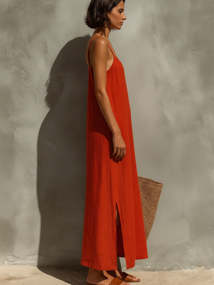 Women's Dress With Spaghetti Straps & Square Neck