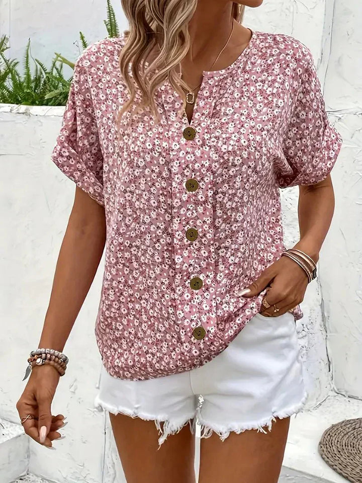Wolena | Blouse à col cranté Fleurs des Champs