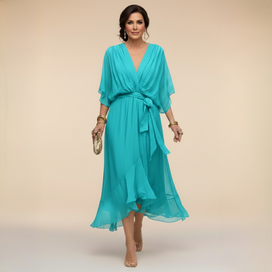 Opal™ | V-Neck Elegant Midi Dress