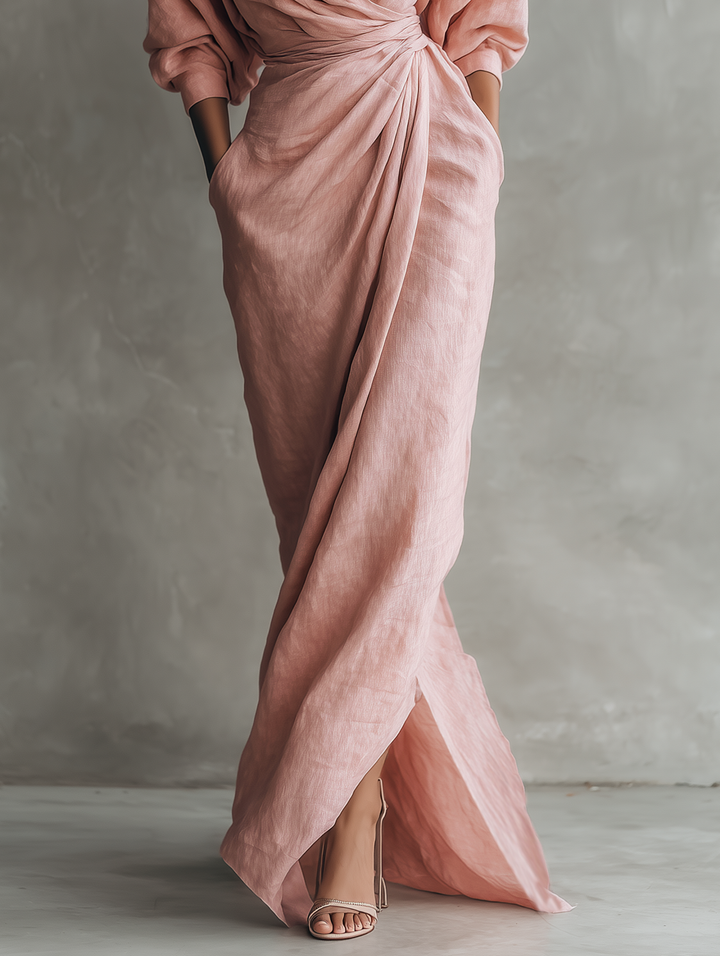 Minimalist Maxi Dress with V-Neck for Women