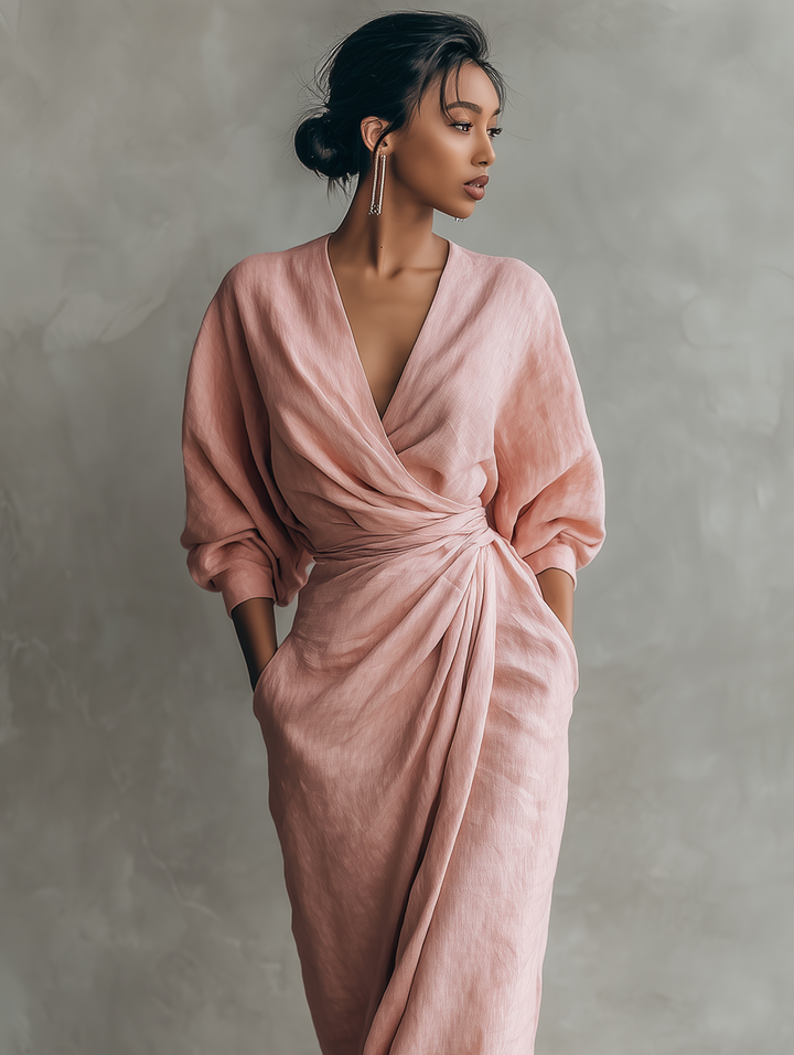 Minimalist Maxi Dress with V-Neck for Women