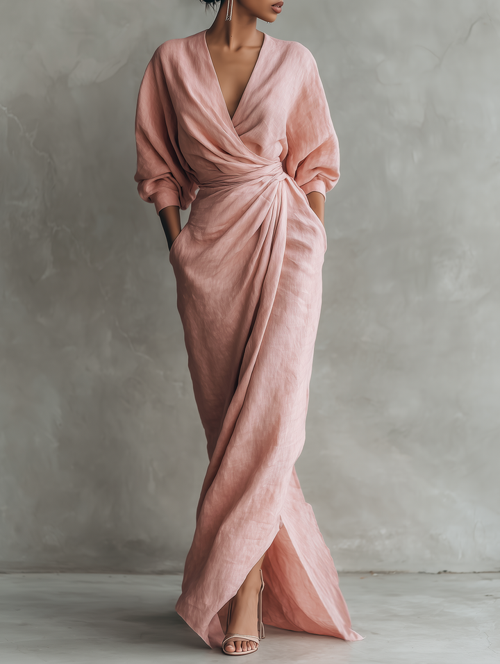 Minimalist Maxi Dress with V-Neck for Women