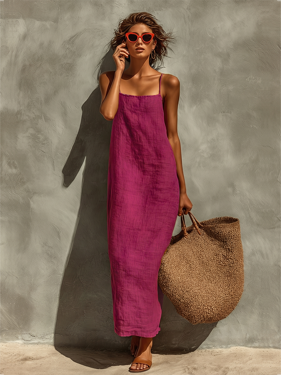 Women's Dress With Spaghetti Straps & Square Neck