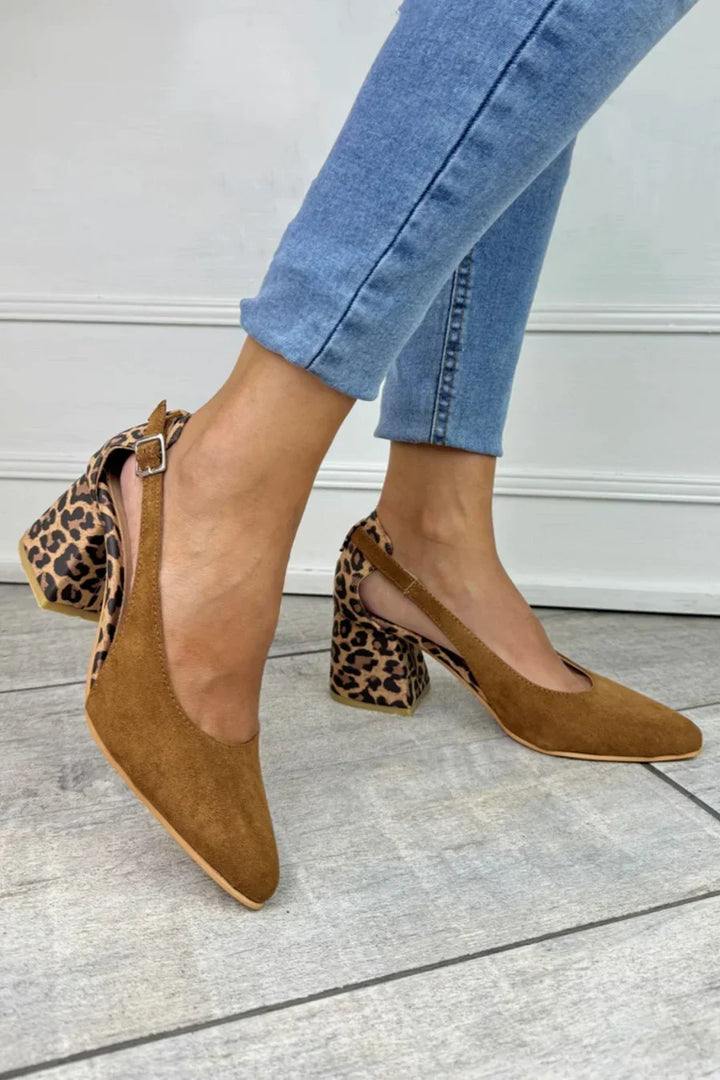 LEOPARD PRINT HEEL SLINGBACK PUMPS