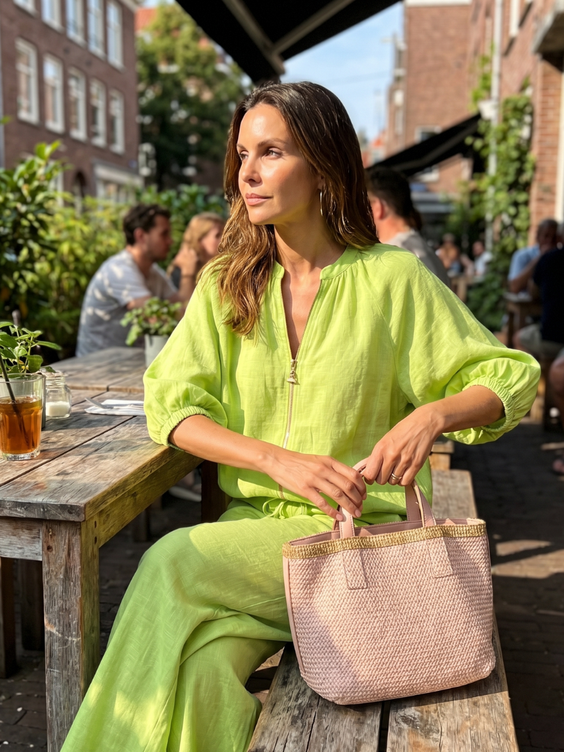 Natalia | Top Blouson with Zip and Wide Leg Pants