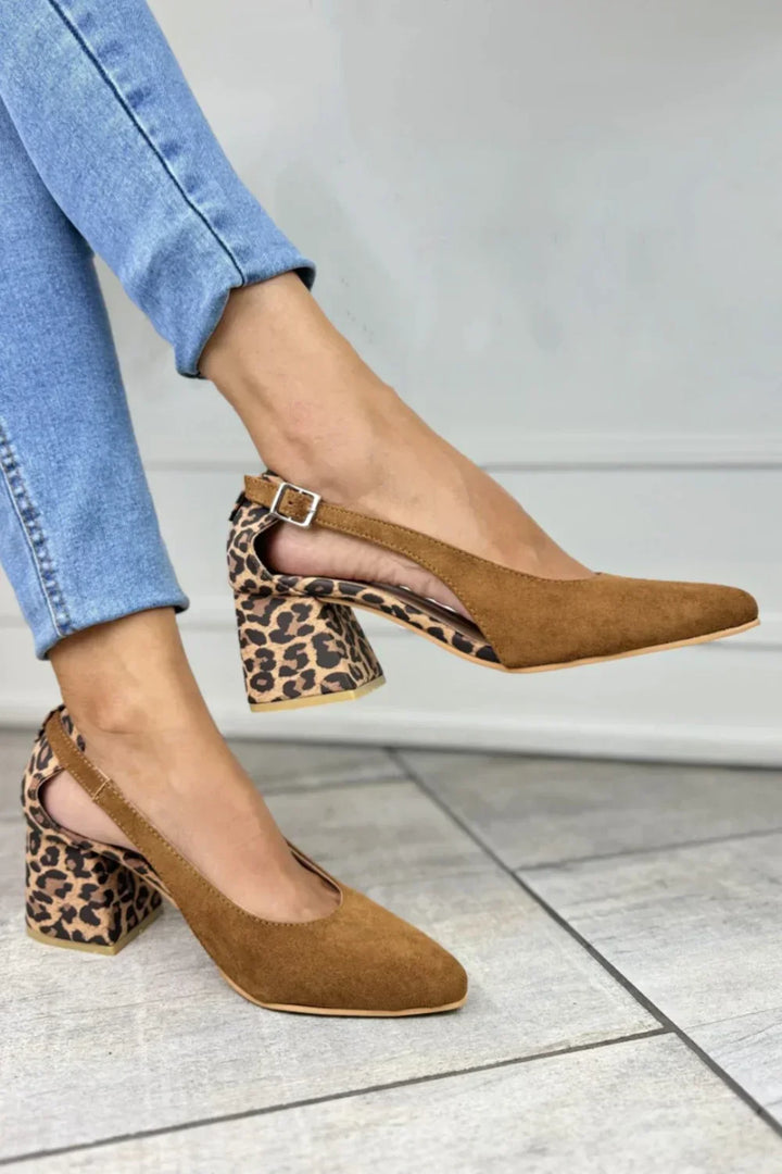 LEOPARD PRINT HEEL SLINGBACK PUMPS
