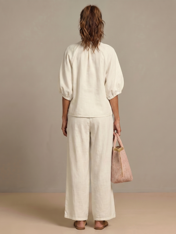 Natalia | Top Blouson with Zip and Wide Leg Pants