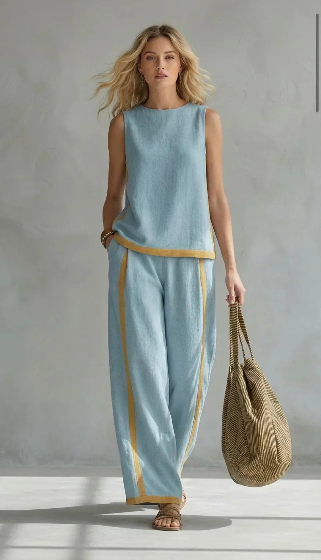 Ursula - Elegant and Casual Set of Vest and Pants with Two-Tone Finishes