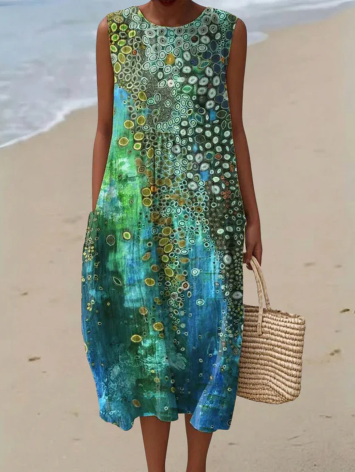 Megan | Vintage Printed Loose Fit Summer Maxi Dress