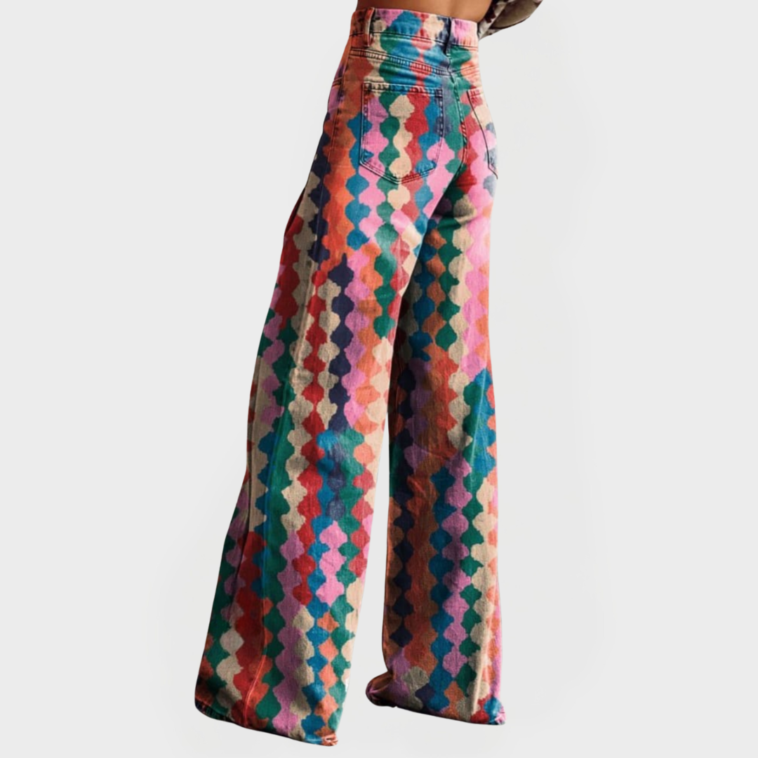 Jeans Colorés avec Jambes Larges pour un Look Moderne