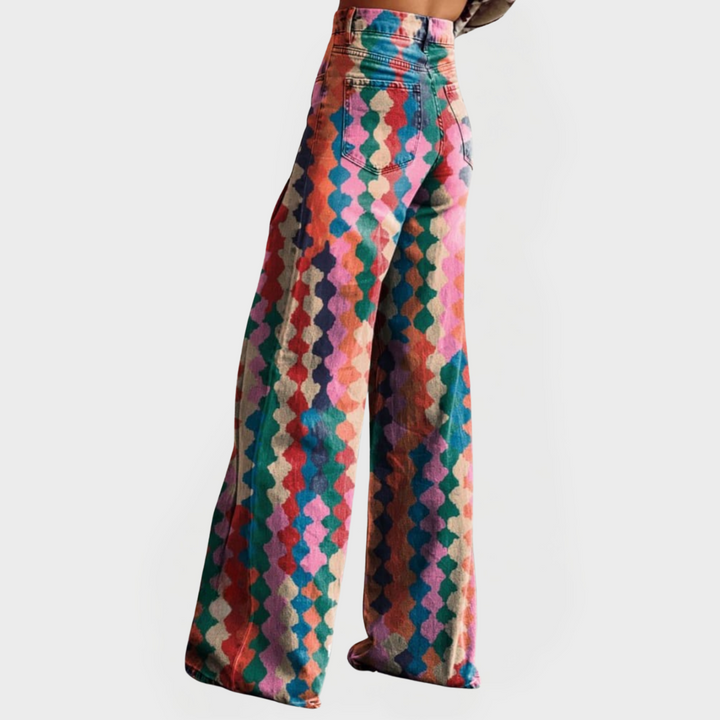 Jeans Colorés avec Jambes Larges pour un Look Moderne