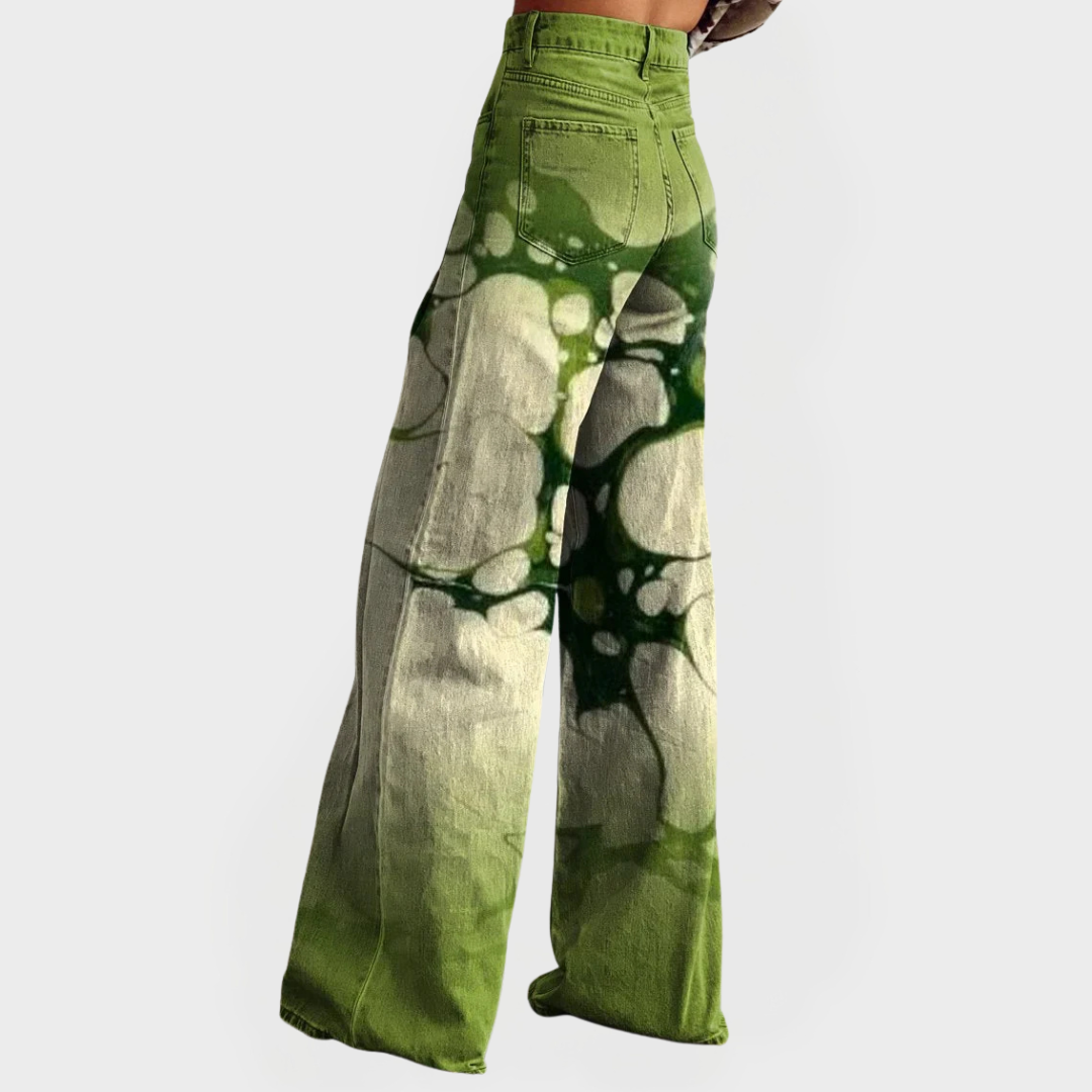 Jeans Artistiques Confortables avec Jambes Larges