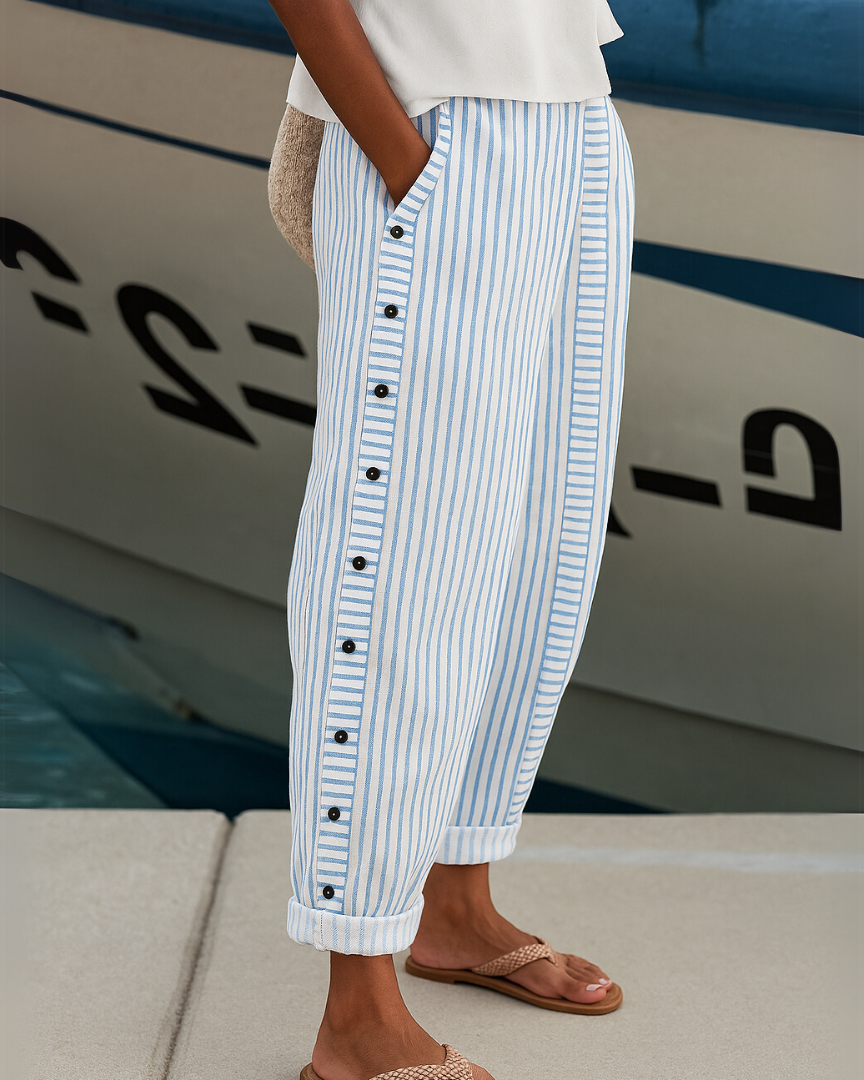 Diane - Striped Seabreeze Button-Up Pants