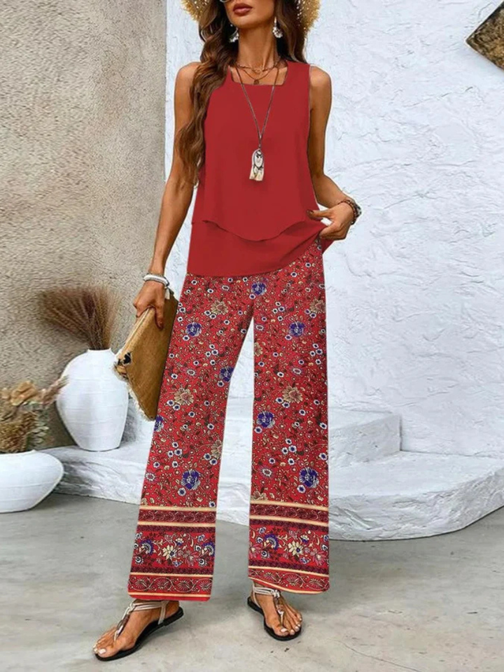 Ovelynra™ | Sleeveless Top & Wide-Leg Pants Set