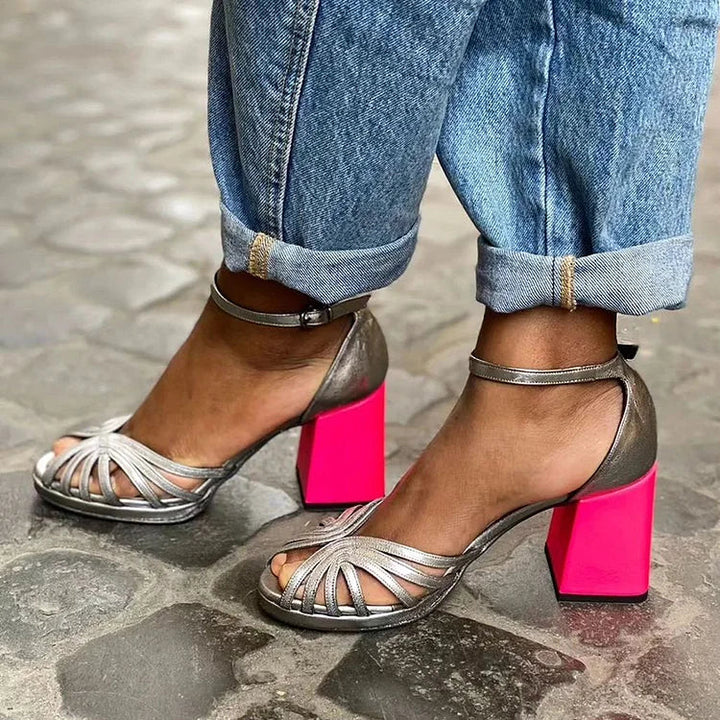 TWO-TONE HEEL SANDALS