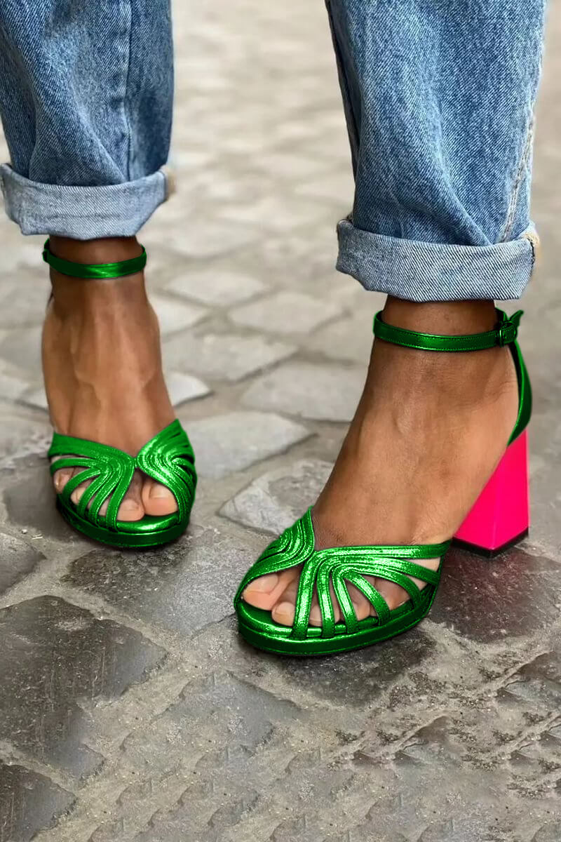 TWO-TONE HEEL SANDALS