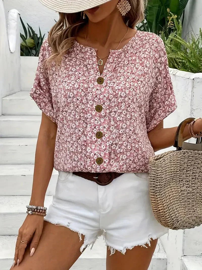 Wolena | Blouse à col cranté Fleurs des Champs