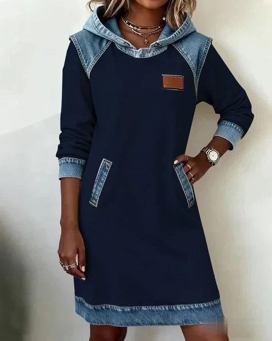 Alexa | Cozy Contrast Hooded Dress
