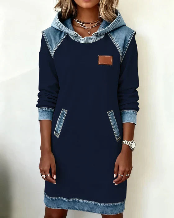 Alexa | Cozy Contrast Hooded Dress