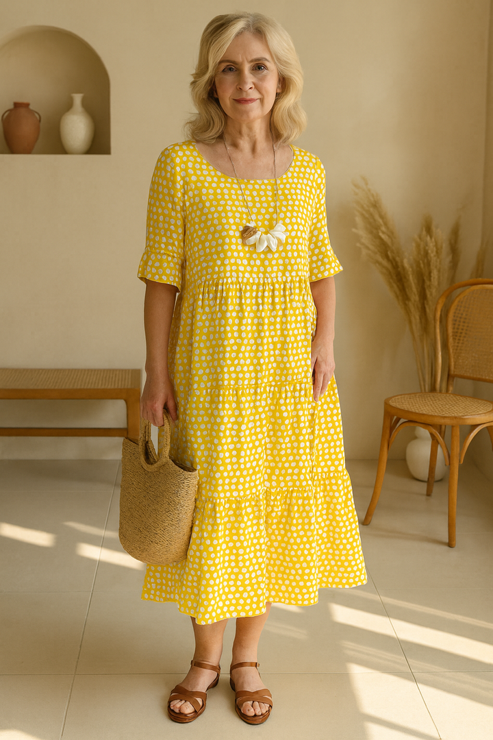 Noémie™ — Fluid Elegant Natural Midi Dress