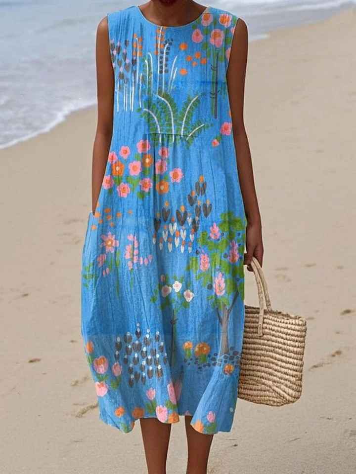 Megan | Vintage Printed Loose Fit Summer Maxi Dress