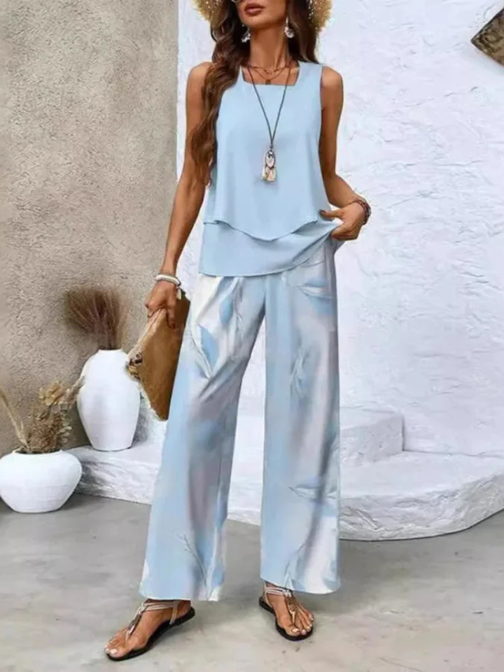 Ovelynra™ | Sleeveless Top & Wide-Leg Pants Set