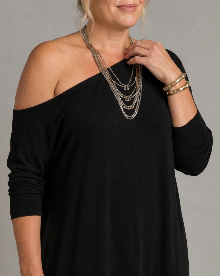 Asterelle | One Shoulder Side Slit Flowing Midi Dress