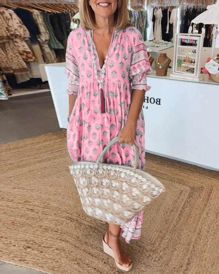 Mana | Robe chic à col V fleurie