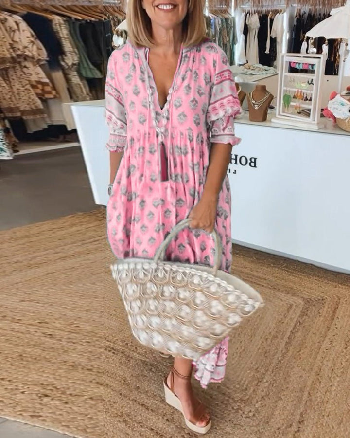 Mana | Robe chic à col V fleurie