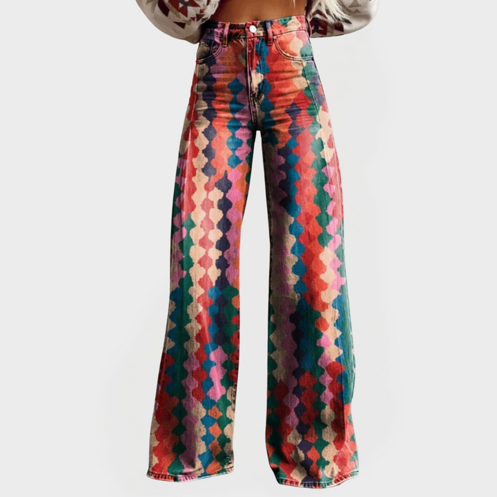 Jeans Colorés avec Jambes Larges pour un Look Moderne