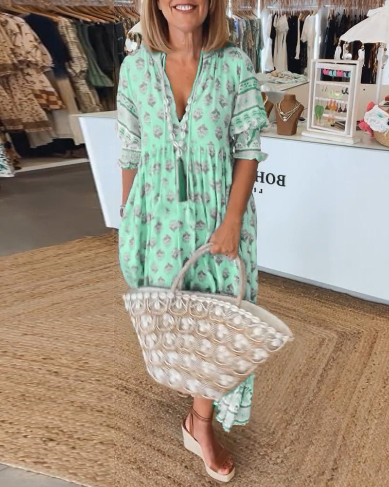 Mana | Robe chic à col V fleurie