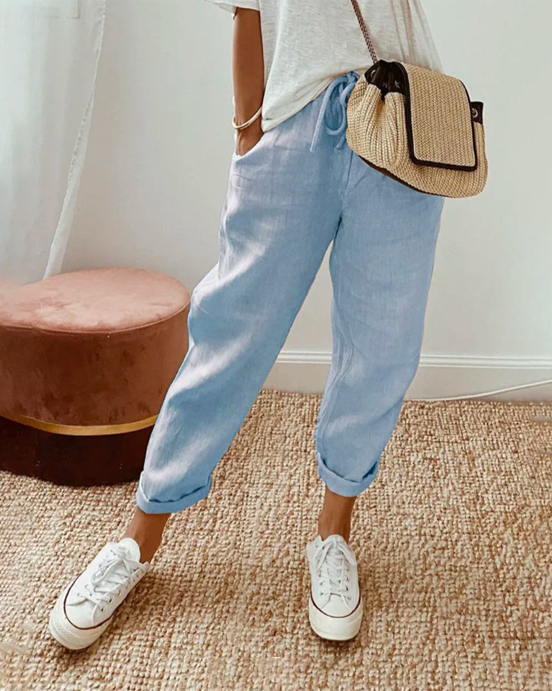 Lucie™ — Fluid Cotton and Linen Blend Trousers