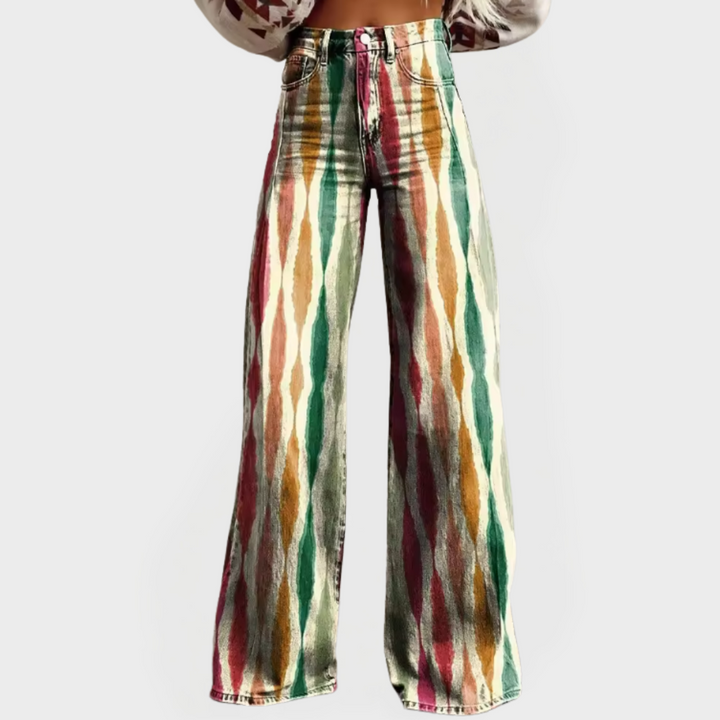 Pantalons Stylés à Jambes Amples et Motif