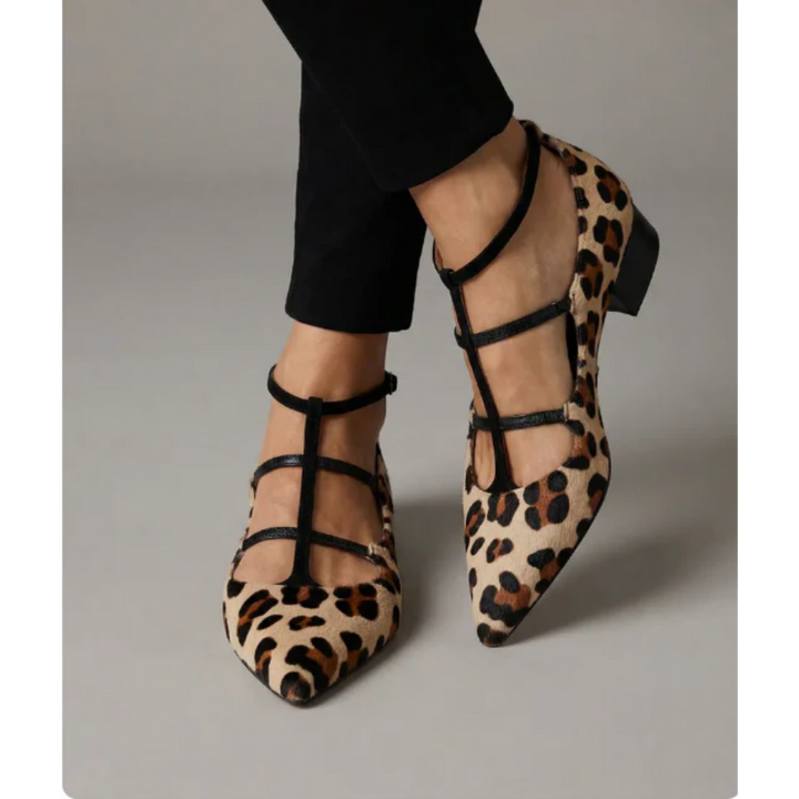 ANIMAL PRINT BALLET FLATS WITH STRAPS