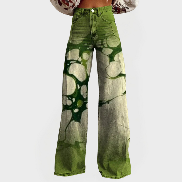 Jeans Artistiques Confortables avec Jambes Larges