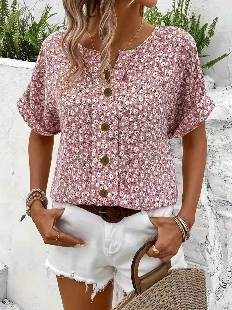 Wolena | Blouse à col cranté Fleurs des Champs