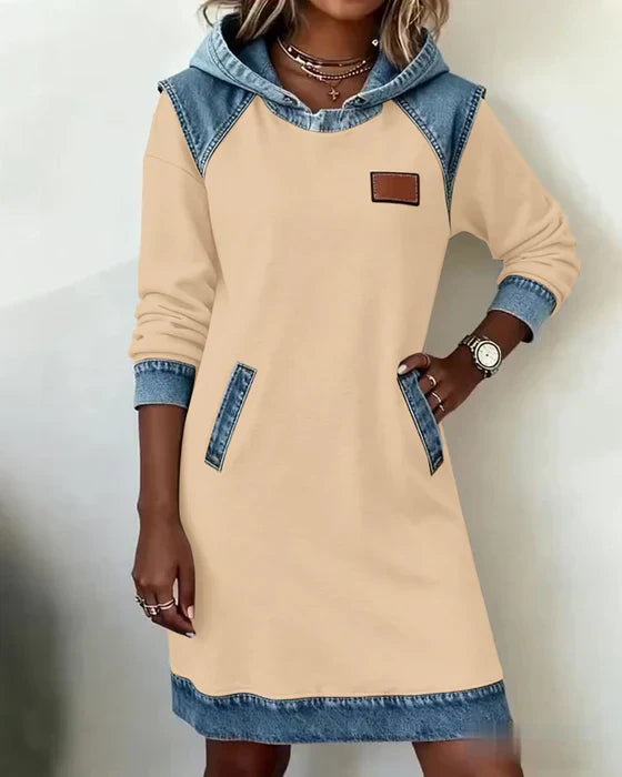 Alexa | Cozy Contrast Hooded Dress