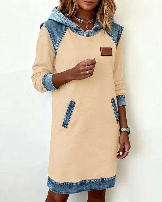 Alexa | Cozy Contrast Hooded Dress