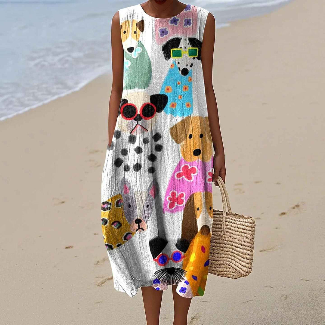 Megan | Vintage Printed Loose Fit Summer Maxi Dress