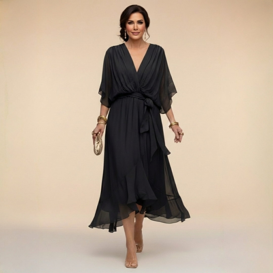 Opal™ | V-Neck Elegant Midi Dress
