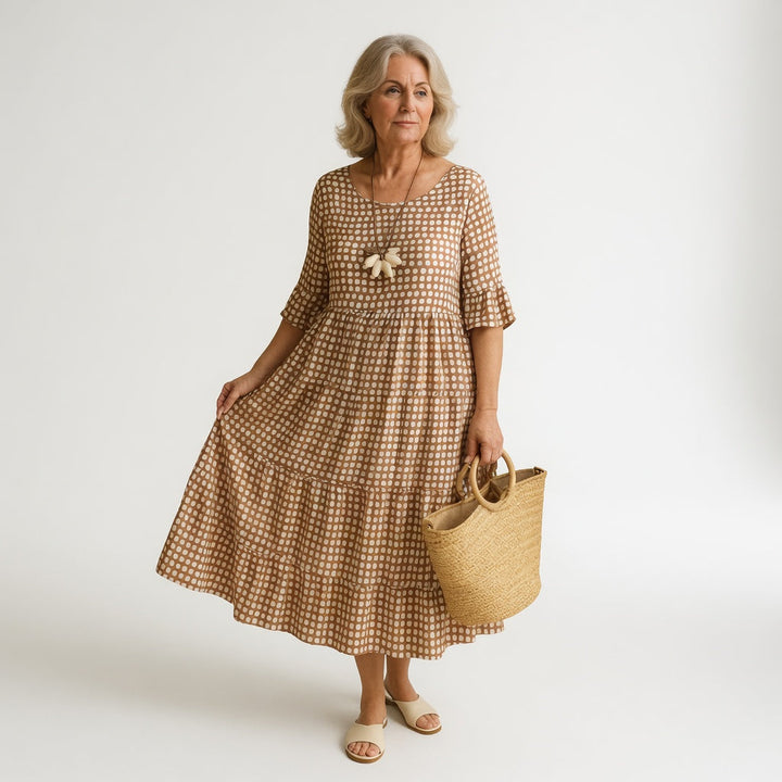 Noémie™ — Fluid Elegant Natural Midi Dress