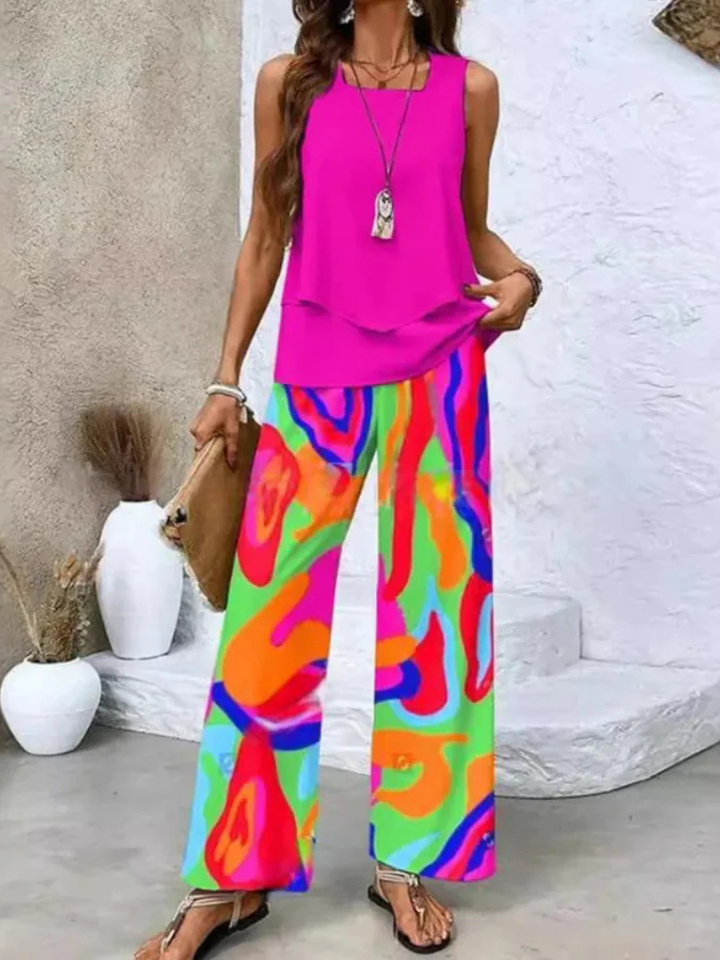 Ovelynra™ | Sleeveless Top & Wide-Leg Pants Set