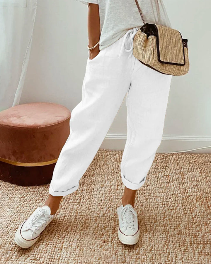 Lucie™ — Fluid Cotton and Linen Blend Trousers
