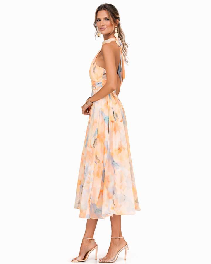 Robe Halter Aurora | Élégance intemporelle en satin luxueux