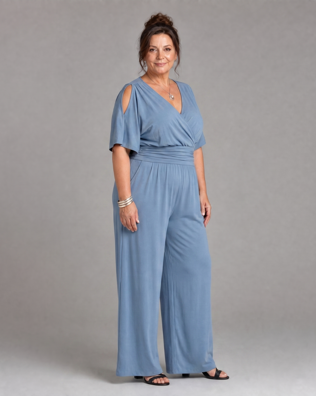Nyxara | Cold Shoulder Wrap Waist Relaxed Jumpsuit