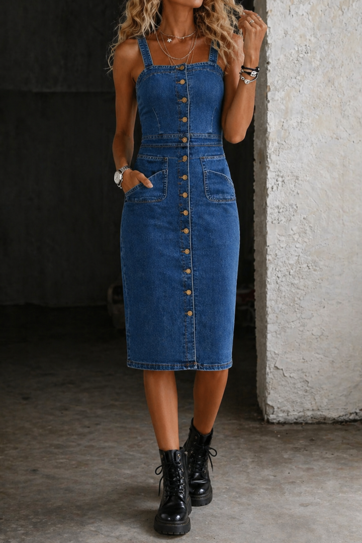Indira | Button-Up Denim Dress