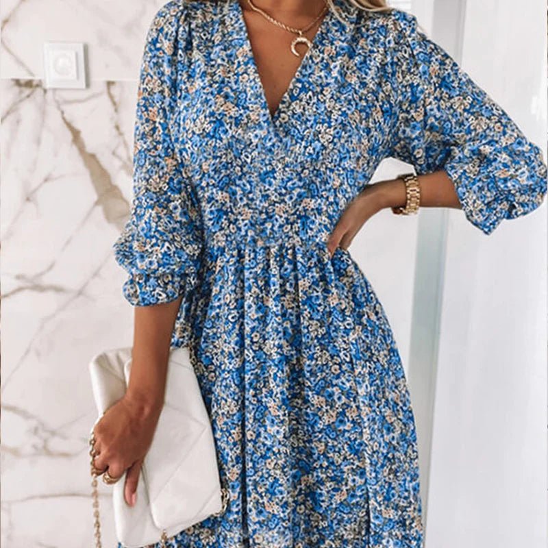 Thessaly™ | Elegant Floral Maxi Dress-
