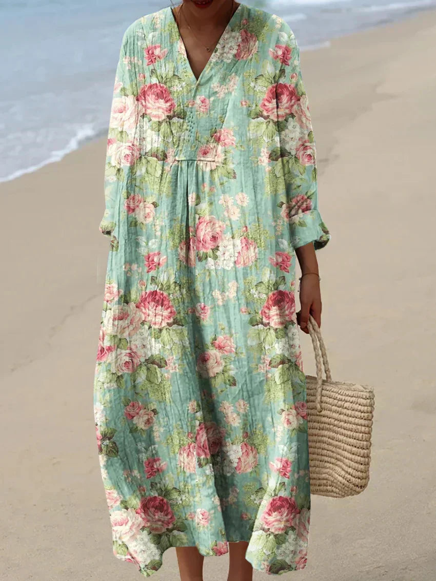 Anne | Elegant Floral Loose Fit Summer Maxi Dress